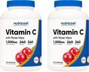 Nutricost Vitamina C cu Rose HIPS 1025mg, 240 capsule (2 flacoane) - premium non-GMO, gluten gratuit vitamina C Supliment