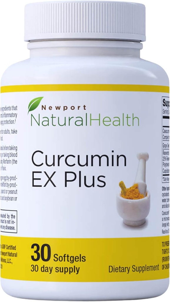 Curcumina Turmeric Supliment, Curcumin EX Plus cu extract de semințe de struguri, Resveratrol și polifenoli de vin roșu pentru sănătate comună și sănătate cardiacă, Curcuminoide Complex 500mg capsule