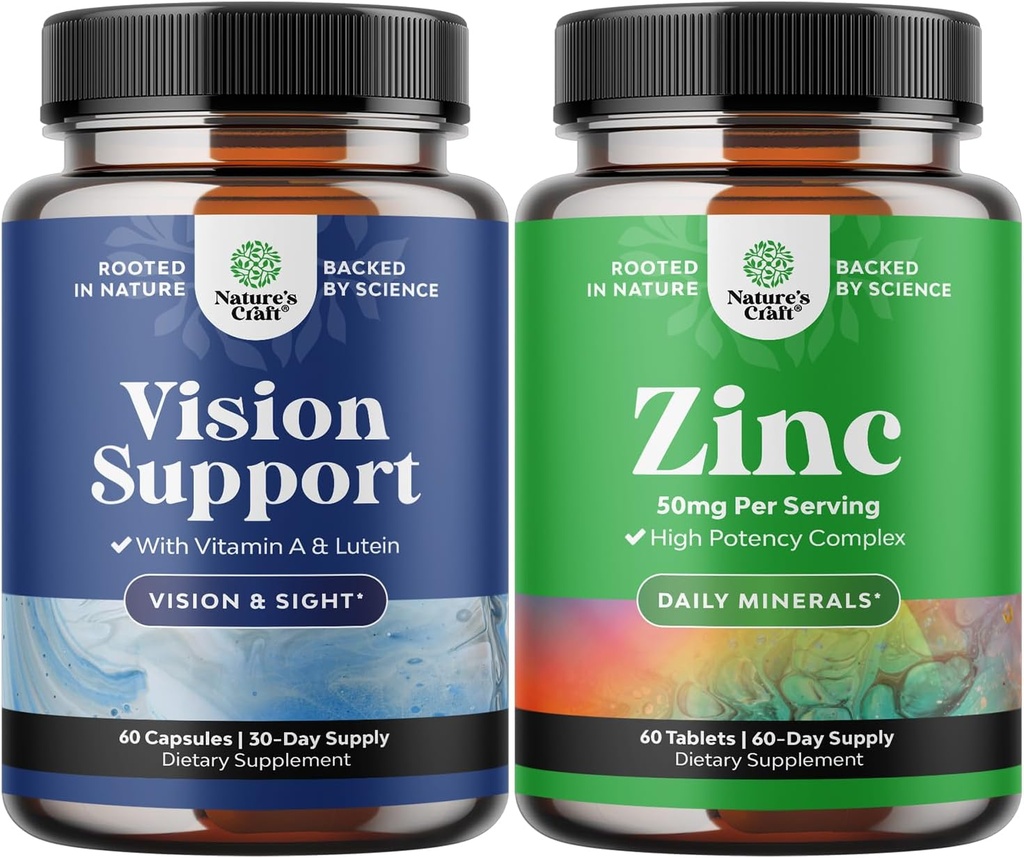 Bundle de completă ochi supliment de sănătate pentru adulți pentru viziune ochi uscat presiune și albastru de protecție și zinc complex pentru sistemul imunitar și zinc