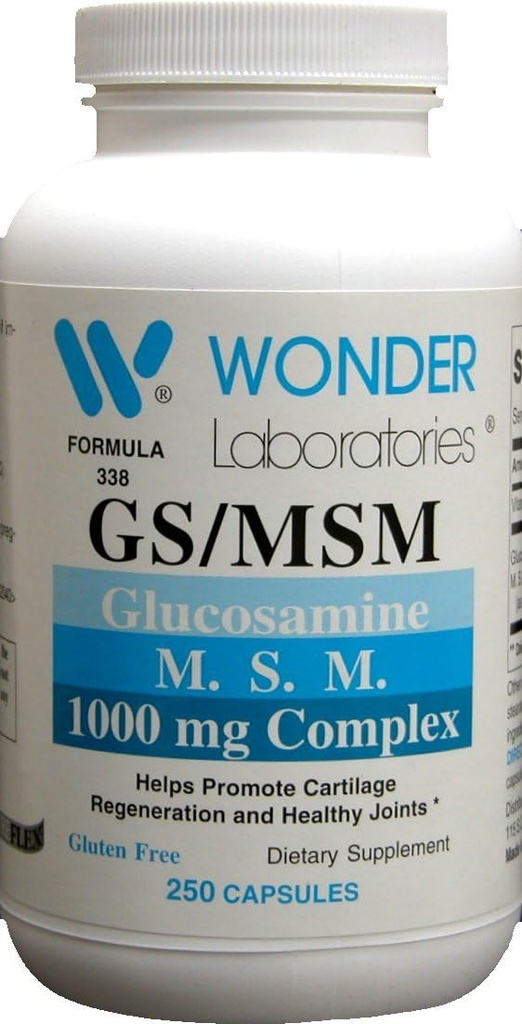 Wonder Labs Glucosamine/MSM, ajută la promovarea regenerarii cartilajelor și a articulațiilor sănătoase - 250 capsule