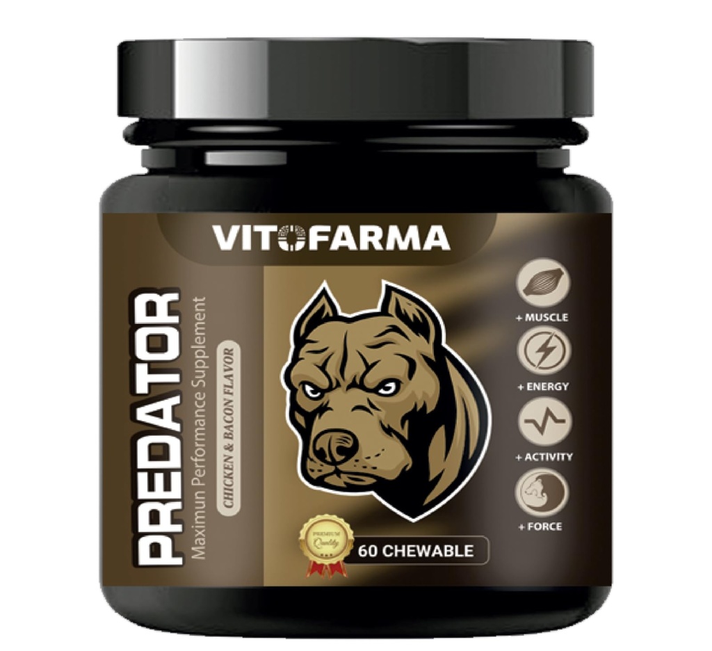 Predator Muscle Builder Tablete masticabile pentru câini - Canin Dog Supliment pentru Gain musculare - 60 file