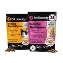 Cat Multivitamine + Suport imun Lysine Dual Texture Chew Supplement Bundle - Suportă Global Imuna Sănătate, Articulații, Piele & Coat, și Cat Alergie Ajutor - Strănut, nas Runny