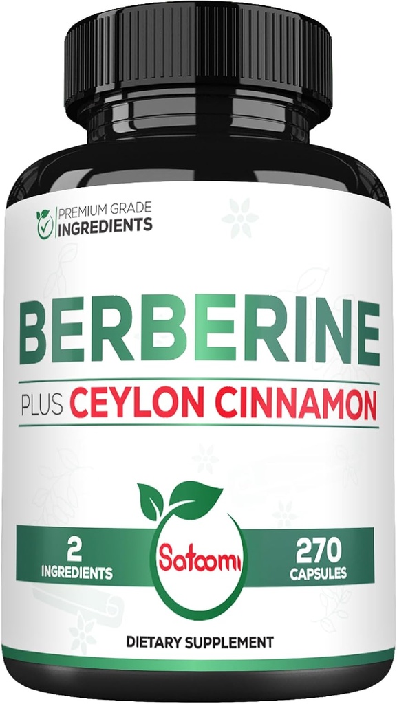 Berberina cu Ceylon Cinnamon Supliment - 1500 mg Extra Putere pentru sistemul imunitar, Digestive Health, Body Management & Energy Production - 270 Capsule - Gluten-Free, non-GMO