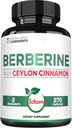 Berberina cu Ceylon Cinnamon Supliment - 1500 mg Extra Putere pentru sistemul imunitar, Digestive Health, Body Management & Energy Production - 270 Capsule - Gluten-Free, non-GMO