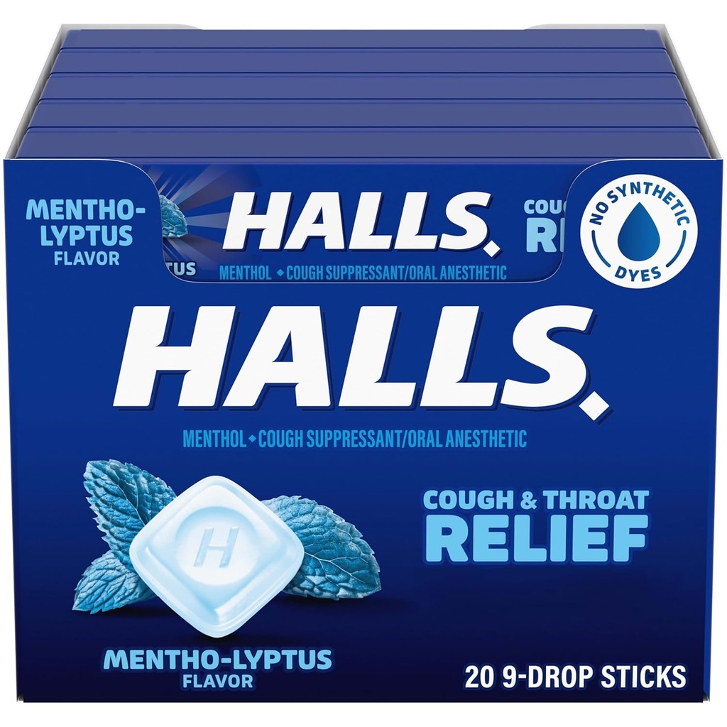 HELLS Tuse şi relief gât Mentho-Lyptus Cough Drops, 20 Sticks de 9 (180 Total picături)