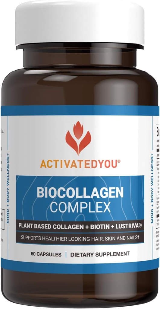 ActivedYou BioCollagen Complex de plante-Based Colagen pentru femei și bărbați - Proiectat pentru a promova fermitatea pielii, rezistența musculară și volumul părului, 2 capsule de zi cu zi susține apariția tinerilor și mobilitatea comună