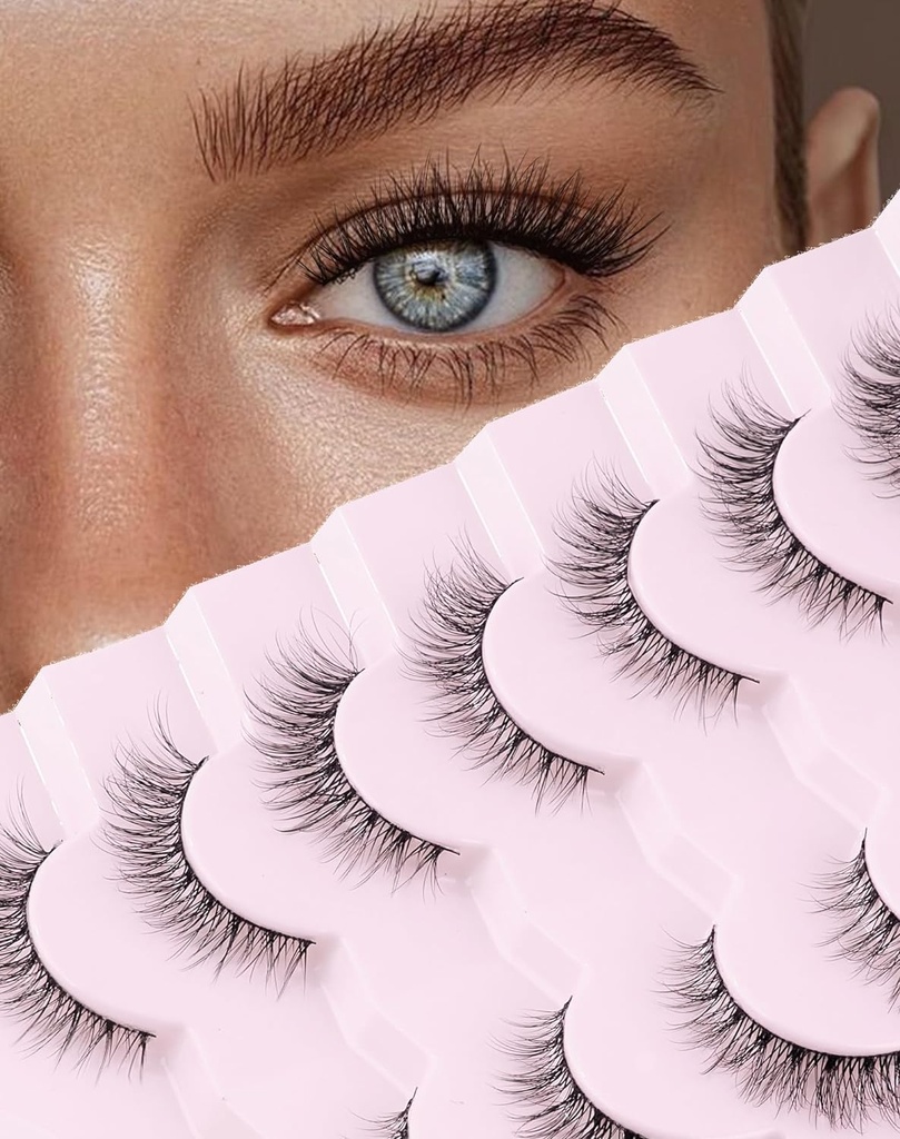 Doar toate Lashes Naturale Wispy Lashes Natural Look False Gene False False False Eye Lashes Soft Fluffy Lashes 7 perechi D1 Natural (6-13MM)