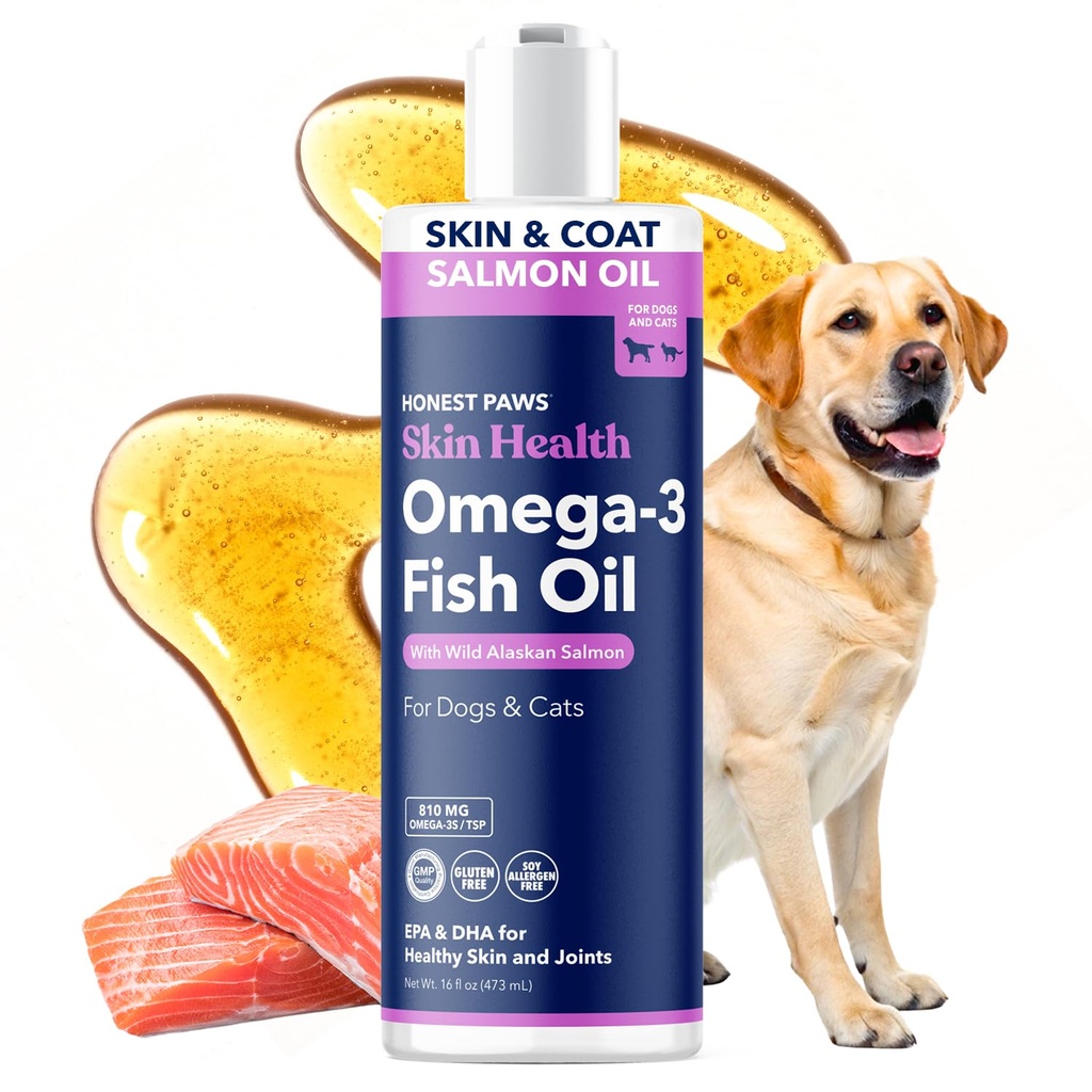 Honest Paws Wild Alaskan Salmon Oil for Dogs & Cats 