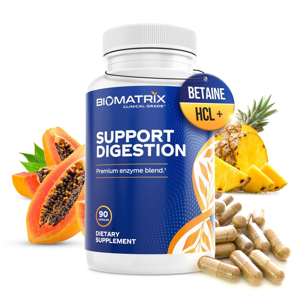 Suplimentul pentru enzime digestive (90 capsule) Support Digestion - with Purified Bile, Pancreatin, Plant Enzime, Ox Bile, Betaine HCL, Support Digestion of Fats Carbohidrats and Proteine