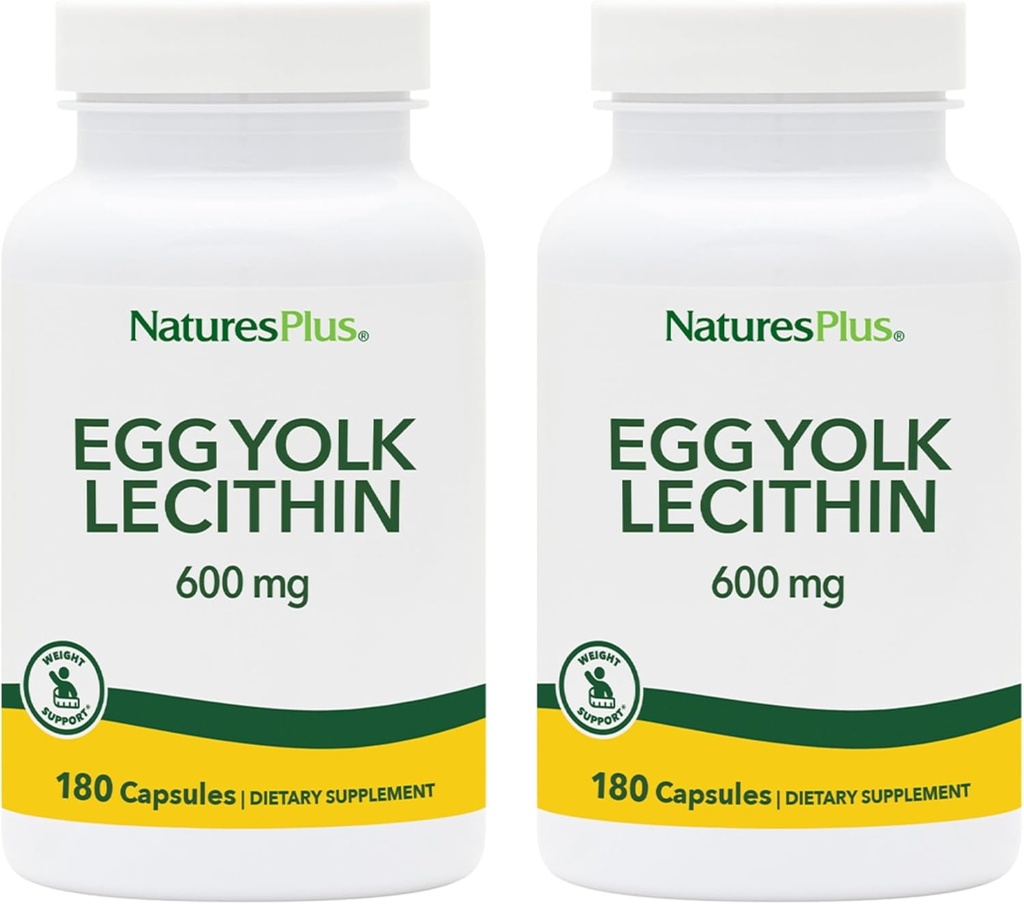 NaturasPlus Yolk Lecitin - 600 mg, 180 capsule - Ambalaj de 2 - Soy Free, Gluten Free - 180 Serviri totale