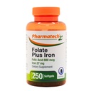 Acid folic 800 mcg Plus Supliment de fier 27 mg pentru femei, Vitamina B9, Folate Prenatal, Absorbție rapidă, Made in USA, 250 Softgels