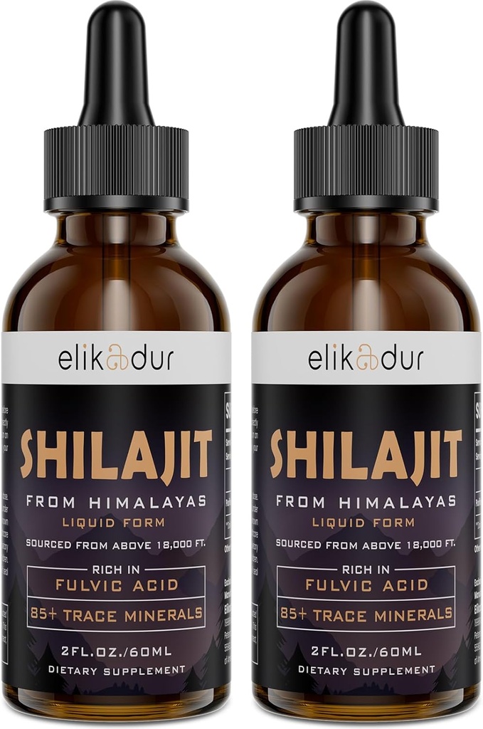 Silajit Resin Organic Liquid Supplement, Shilaj Himalayan Organic, Silajit lichid picătură, Shilaj Drop Contine 85 Trace Minerale, Alternative la Resin & Capsule,120 ml