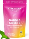 Pink Stork Organic Peppermint Sweets for Morning Sickness and Motion Sickness Support, Adăugat Vitamina B6, 1st Trimester Sarcina trebuie să aibă - 30 Wraped Peppermint bomboane