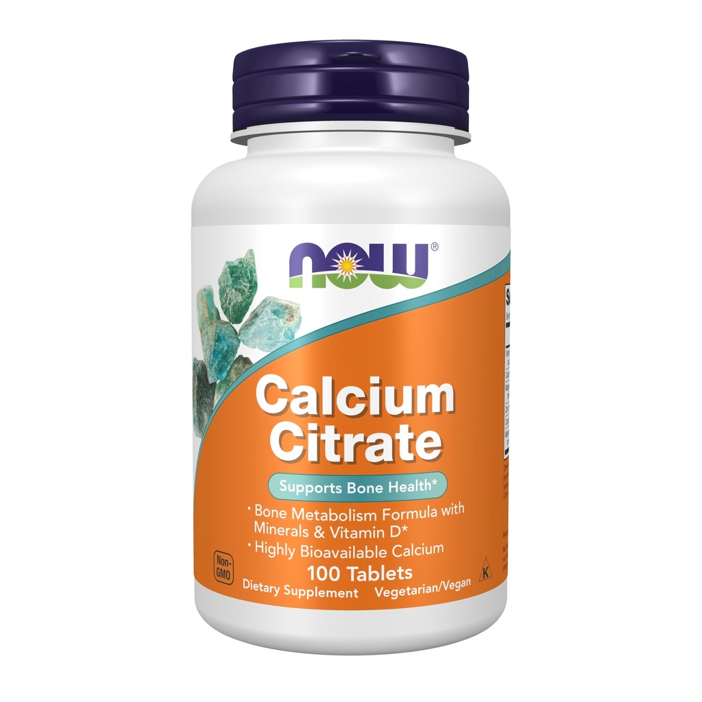 Citrat de calciu cu minerale și D, 100 comprimate, acum alimente
