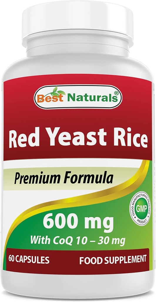 Cele mai bune Naturale Red Yeast Rice cu COQ10 60 Capsule - Conține 600 mg de Red Yeast Rice și 30 mg de CoQ10