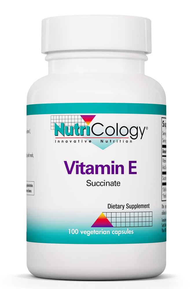 Nutricologie Vitamina E Supliment Succinat - pentru bărbaţi şi femei, 400 UI D- Alfa- Tocoferil, Antioxidant, Capsule vegetariene - 100 Conte