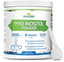 Zazzee Myo-Inositol Powder, 6 Luna de aprovizionare, 183 Serviri, 2000 mg per Serving, Free Scoop pentru doza exactă, 12.91 Ounces, 100% Pur, All-Natural Fertility and Reproductive Support, Vegan, Non-GMO