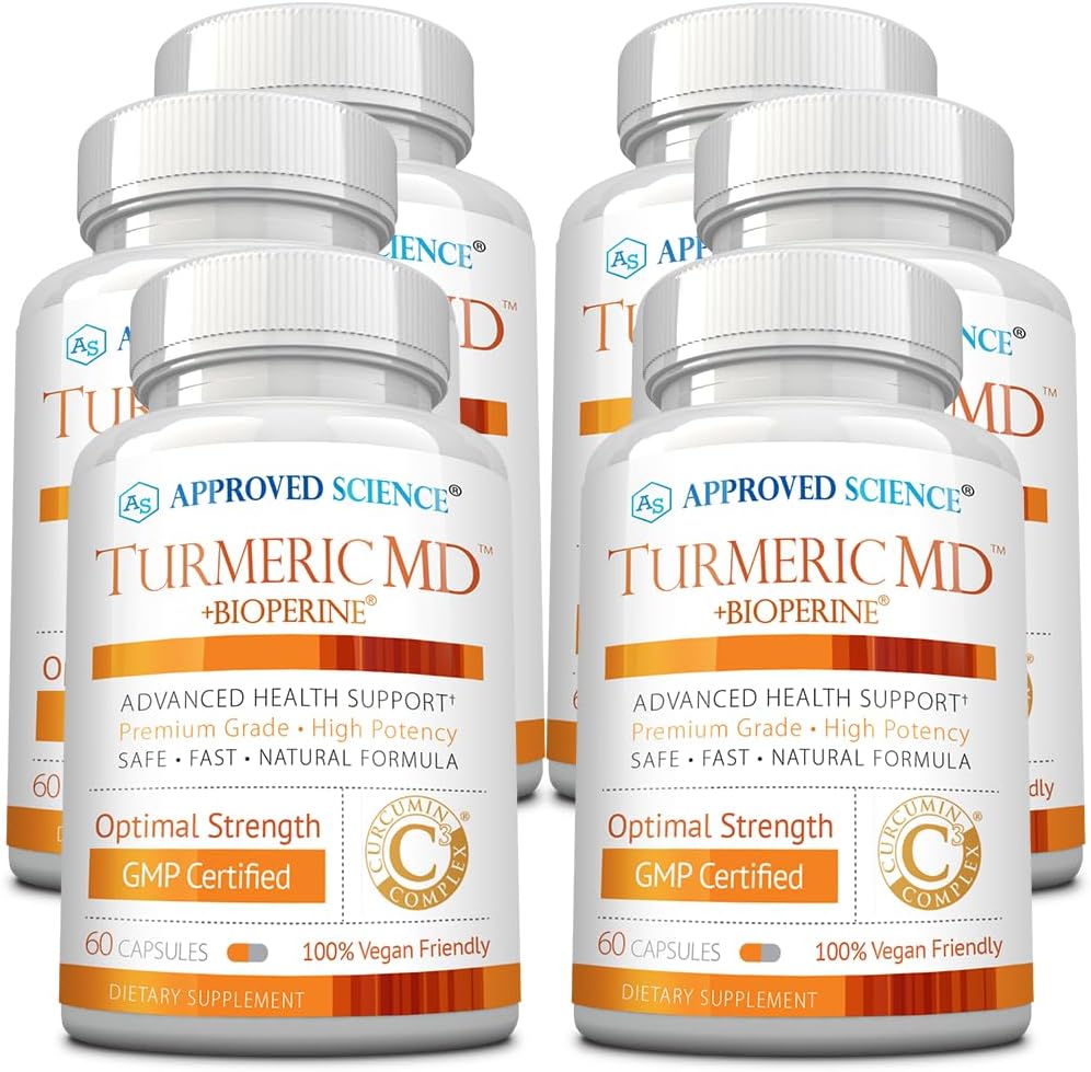 Stiinta aprobata MD Turmeric - cu BioPerine & 95% Curcuminoide Turmerice standardizate - 360 capsule (6 Luna de aprovizionare)