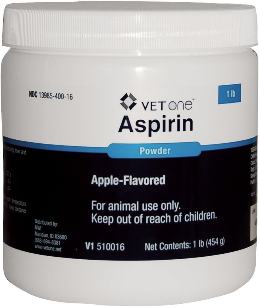 Vet One Apple Arovăd extra Putere Aspirină Pulbere pentru cai Bovine Câini şi animale de companie - Palatable - Ajutor în reducerea febrei şi a analgeziei uşoare - 1 lb