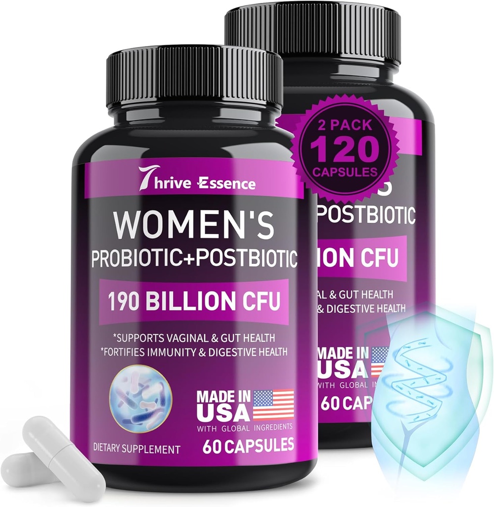 Probiotice pentru femei 190 Miliarde CFU - 10 Tulpini și postbiotice pentru Wowen- Immune, Digestive, Gut, Vaginal & Sănătate urinară, PH Balance- Suporturi Constipație ocazională, gaz și balonare, 120 Capsule