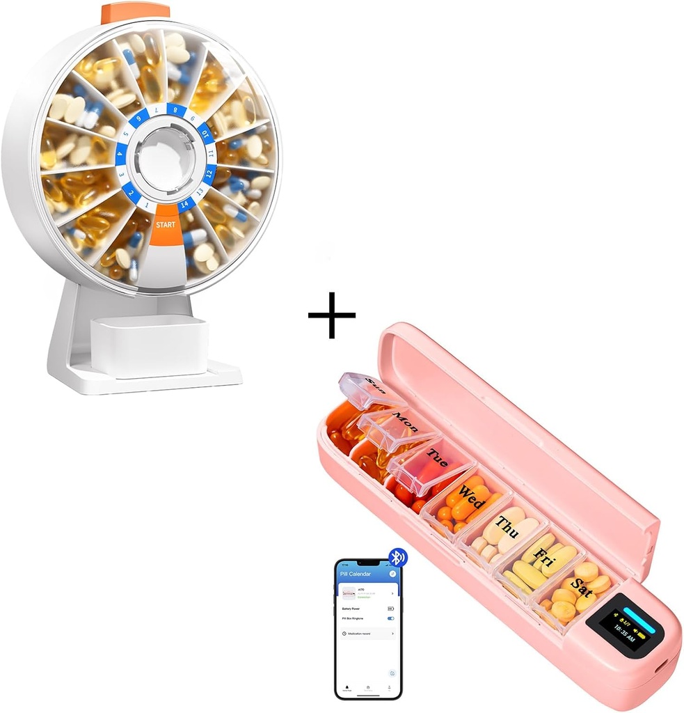 Daviky Pill Dispenser Daily, Large Pill Organizator, Automatical Pill Dispenser, Smart Pill Organizator cu Alarmă