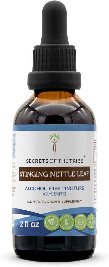 Secrete ale Tribului Stinging Nettle Leaf Lichid fără alcool extract, Stinging Nettle (Urtica Dioica) supliment frunze uscate Tinctură (2 FL OZ)
