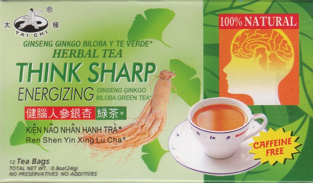 Tai Chi Think Sharp Energizant Tea (Ginseng Ginkgo Biloba) 12 Bags