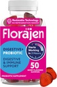 Gume probiotice organice Florajen pentru femei si barbati - Suplimentul de suport pentru sanatate si imun - Constipatie si relief de balonare - 50 Gume