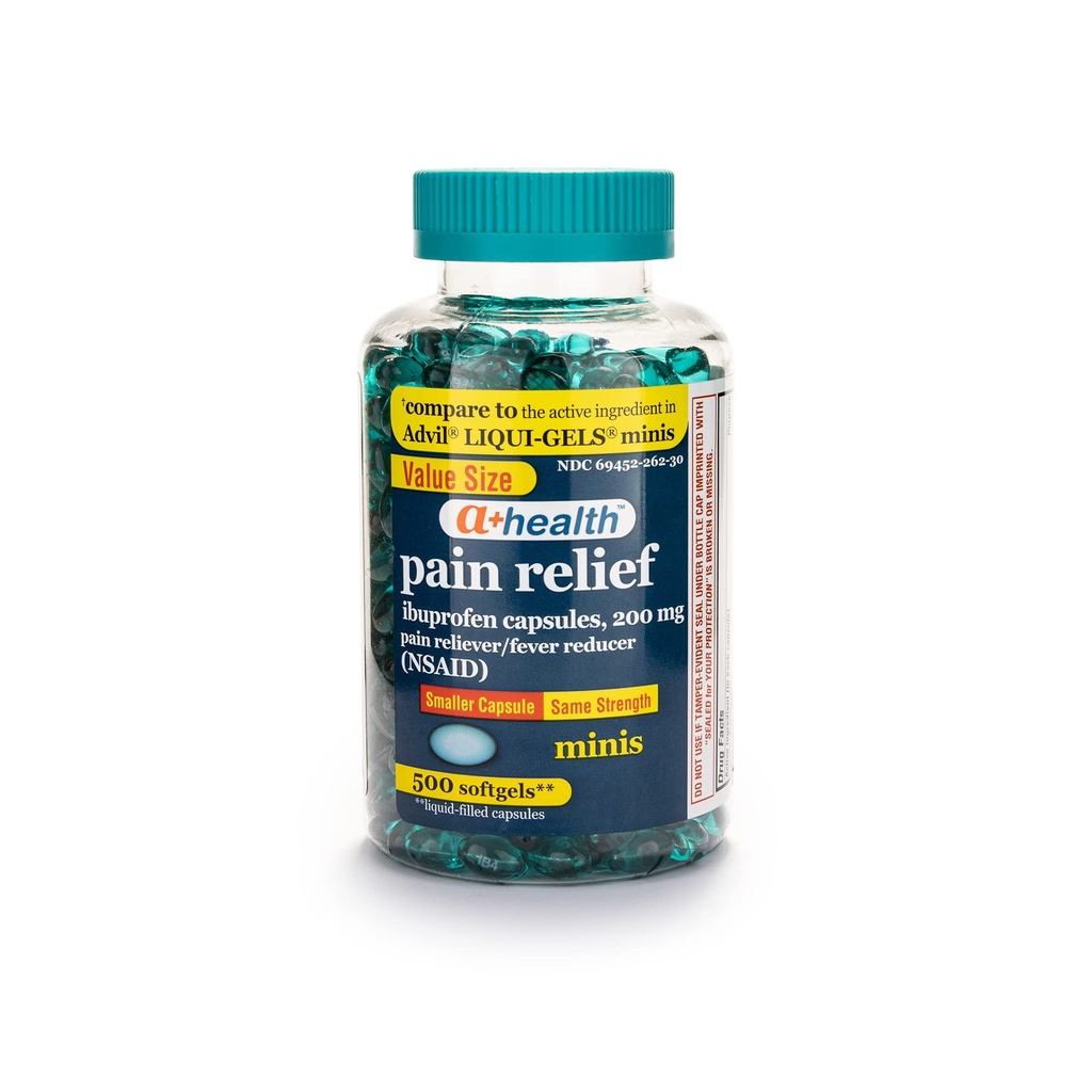 A+Health Mini Ibuprofen 200 Mg Softgels, Pain Reliever/Fever Reductor (AINS), 500 Count