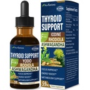 Picături de suport tiroidian - Suplimentul de iod lichid, Gotas de YODO y Selenio para Tiroides, Con Rodiola Semenovii y Ortiga, Fight Brain Fog w/Ashwagandha & Rhodiola Extract Tincture.2 oz