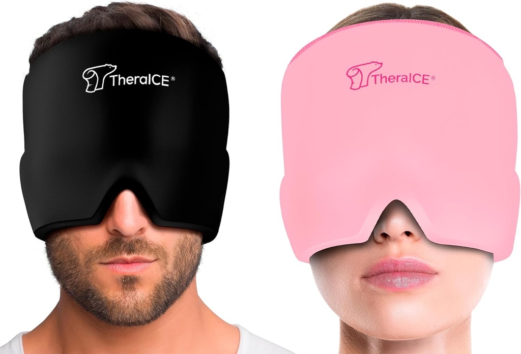 TheraICE Migrene Relief Cap, Soothingheadache Ice Pack Mask Products, Cooling Gel Hat, Face Cold Compress Head Wrap pentru Tensiuni, Stres & Hangover