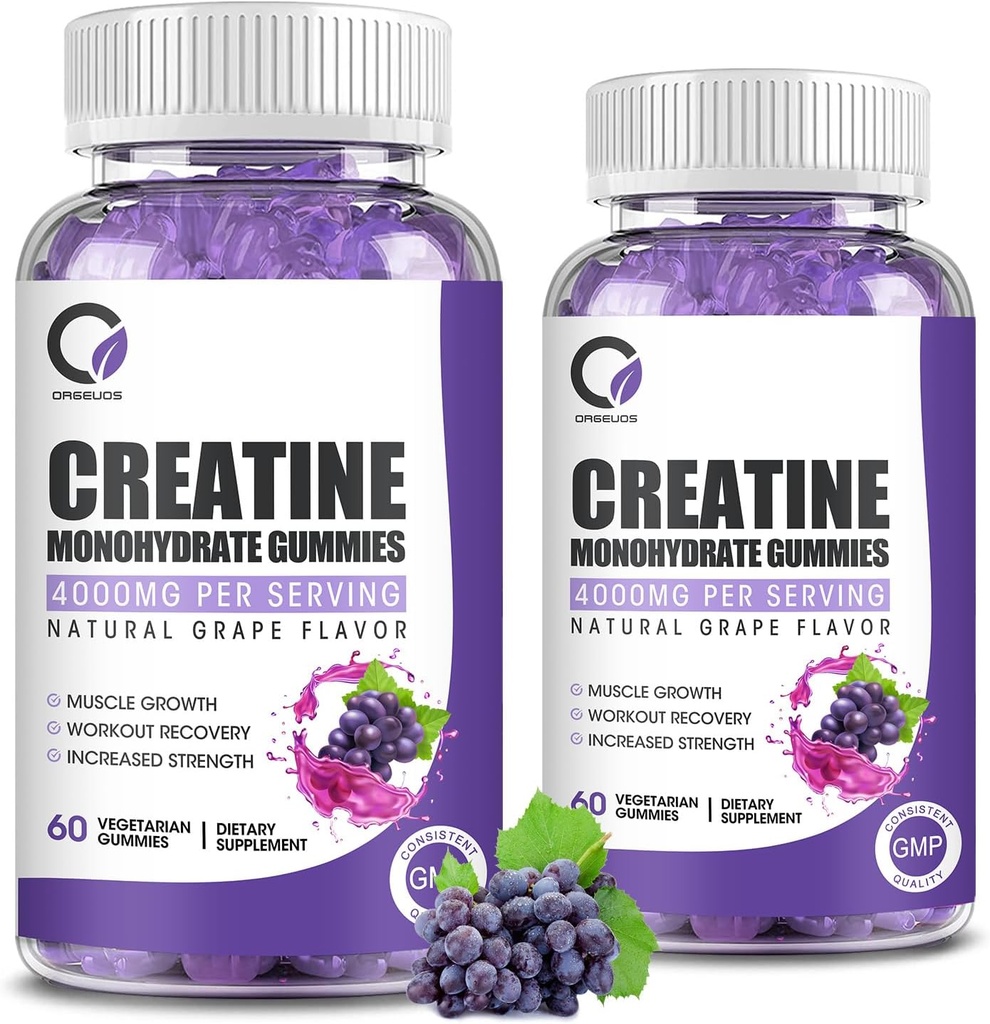 Creatin Monohidrat Gummie Putere musculară pentru bărbați și femei, Energie Boost Pre Suplimentul de lucru - Aroma de struguri