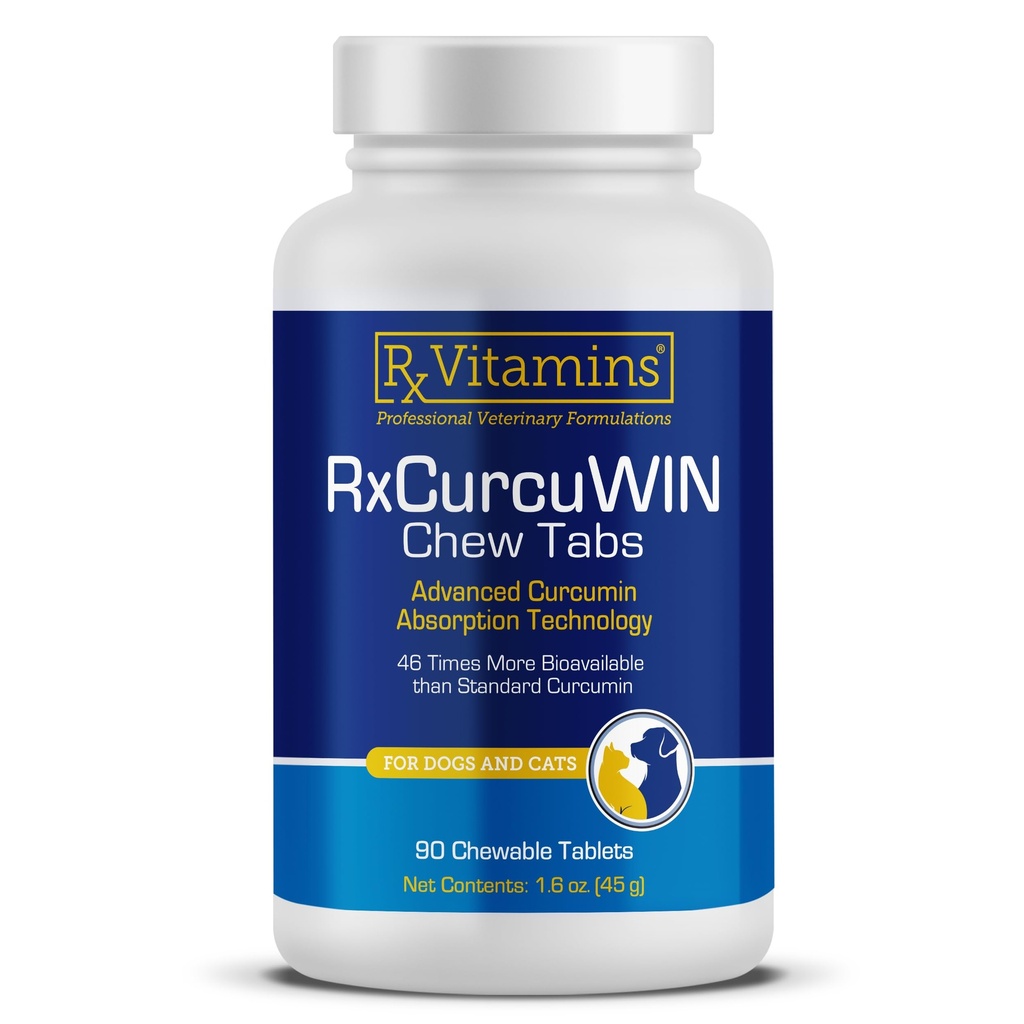 Rx Vitamine CurcuWIN - Curcumina pentru câini și pisici - Vitamine și suplimente, Ajutor pentru alergii - Oferă suport imunitar și ajută suport digestiv - Supliment comun - 90ct