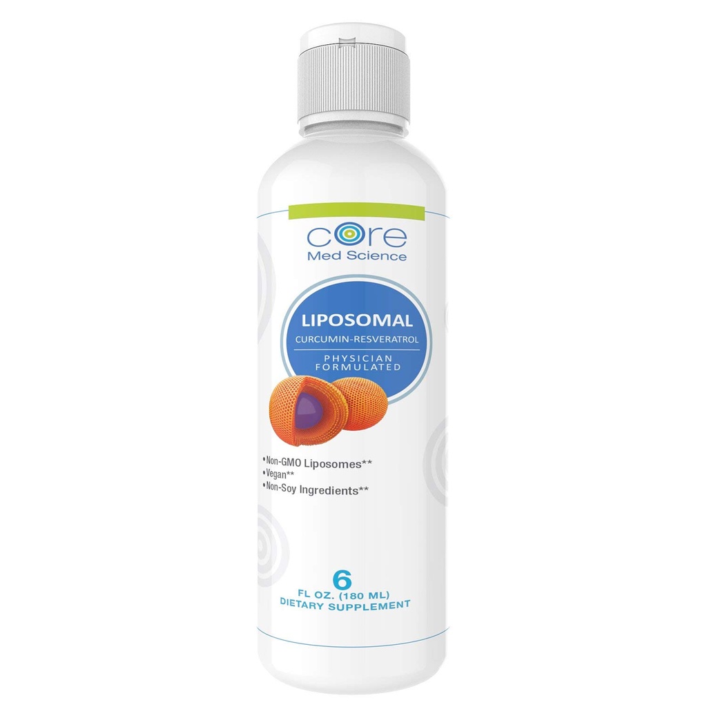 Nucleu Med Science Liposomal Curcumin Resveratrol 200mg Curcumin şi 75mg Resveratrol - 6 Fl Oz lichid - supliment Curcumin de absorbţie mare