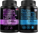 MEDCHOICE Melatonina de somn (90ct) și Nootrop Brain (60ct) Supliment Bundle - Wellness Duo pentru somn, creier, Focus, & Mood Support - Vegan, Non-GMO, Gluten-Free