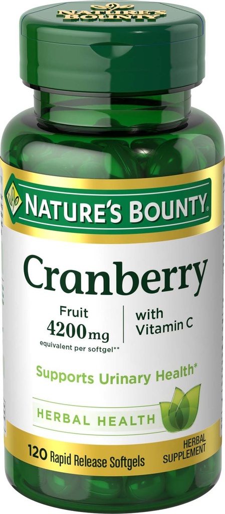 Natura's Bounty Cranberry Fruit Softgels 4200mg plus vitamina C, 100 conta