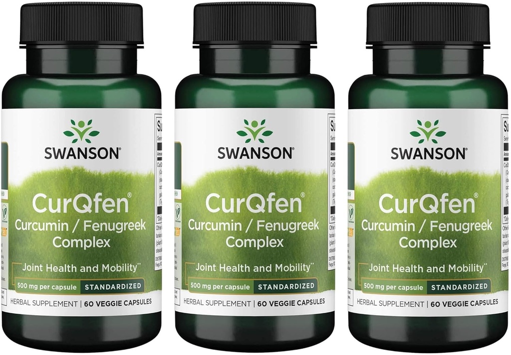 Swanson Controlled Release Curqfen Curcumin/Fenugreek Complex 60 Veg Capsule (3 ambalaje)
