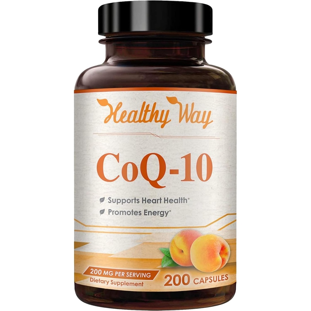 Coenzime Q10 200mg CoQ10 Supliment -O dată pe zi CoQ10 200 mg capsule cu pulbere pentru sănătate cardiacă, suport antioxidant și energie -non-GMO, absorbție rapidă Ubichinonă Q10 Coenzime (Single)