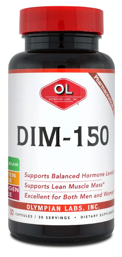 Olympian Labs DIM Supliment 150mg - DIM Diindolilmetan 30 Capsule Aprovizionarea cu DIM pentru echilibru estrogen, Hormone Menopause Relief, Acnee Tratament, POSS, Bodybuilding