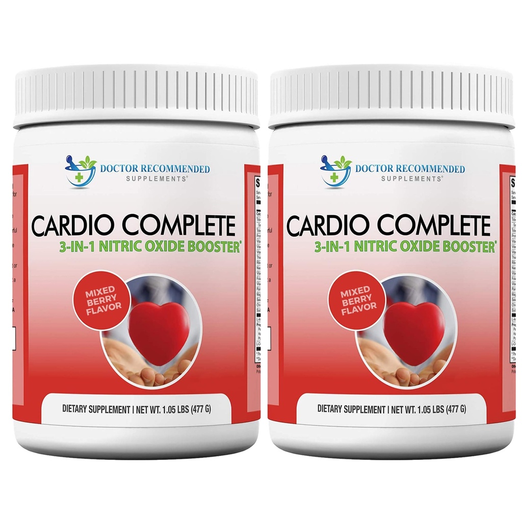 Cardio Complete - Suplimentul de suport pentru inima pulbere - 3-in-1 Nitriți oxid Booster cu 5000 L-Arginină, 1000mg L-Citrulină, și Hawthorn Berry, 2 Pack