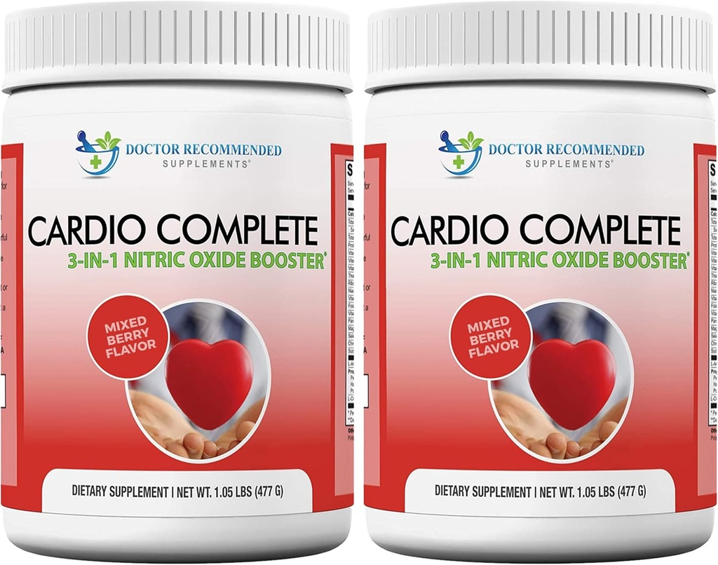 Cardio Complete - Suplimentul de suport pentru inima pulbere - 3-in-1 Nitriți oxid Booster cu 5000 L-Arginină, 1000mg L-Citrulină, și Hawthorn Berry, 2 Pack