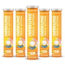 Nutrazul Immune Triple Action Tablete Effervescent cu vitamina C 1000mg, Vitamina D, Zinc, Suport Daily Routine, Gluten-Free, Zahăr-Free, Lactoză-Free, Orange Flavor, 20 comprimate (Pachet de 5x20)