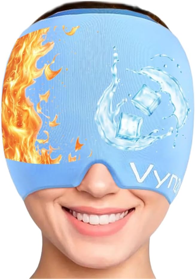 Migrene Relief Cap Miracle Cefalee Relief Cap360 Hot & Cool Cefalee Cap Soothing Odorless Gel Ice Head Înfăşurat Migrenă Cap pentru Tensiune, Stres, şi Sinus (Blue)