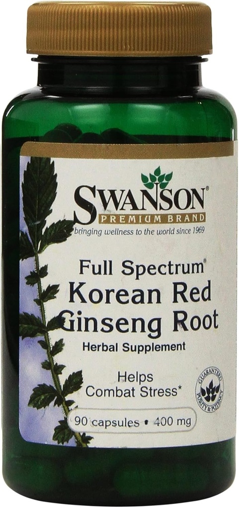 Swanson Premium Full-Spectru Coreean Red Ginseng Root 400 mg 90 Capace - pachet de două