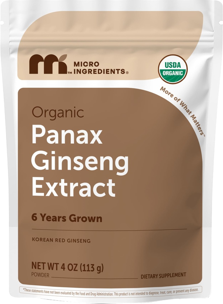 Micro Ingrediente Rezistenta maxima Organic Coreean Ginseng Root 200:1 Pulbere, 4 Ounce, Red Panax Ginseng pulbere, ginsenozide active, Vegan prietenos