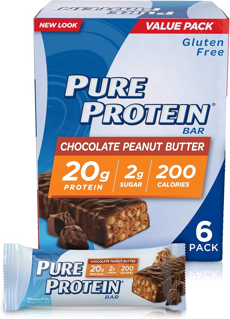 Proteine pure-- unt de arahide de mare proteine Bar de ciocolată-- Proteină Baruri--20 Grams de proteine per Bar-- Gluten gratuit--6-1.76-Ounce Baruri