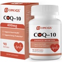 OMOGS CoQ10 400mg Softgels, Coenzima Q10 Suplimente de absorbţie ridicată Suport Heart Health, Cardiovascular Health, Immune System & Cellular Energy Production, Gluten Free, 90 Softgels