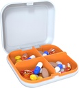 Cutie pilula portabila cutie de distributie, Travel Portable Pilula cutie, 4-compartment Daily Portable Pill Organizator, Potrivit pentru vitamine, medicamente, ulei de pește (White+Orange)