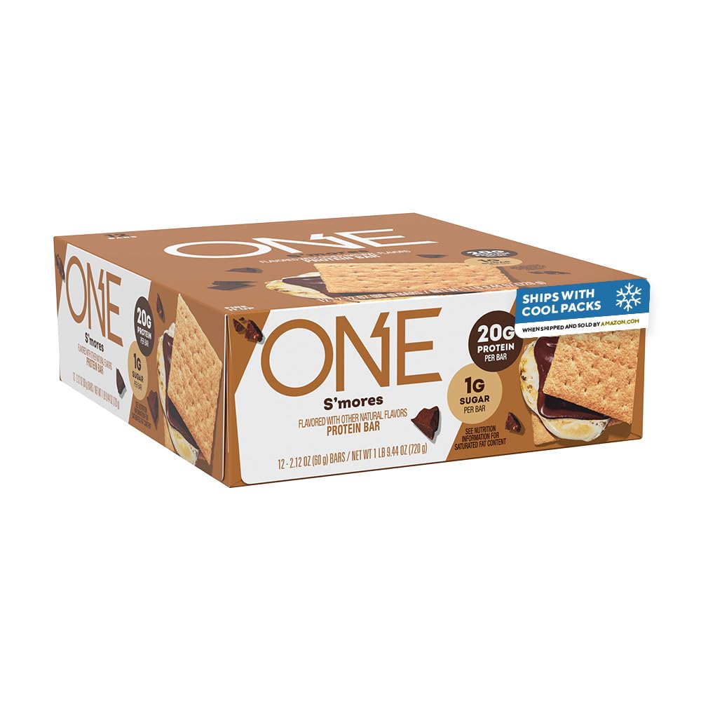 One Proteine Bars, Smores, Gluten Free with 20g Proteine și 1g Sugar, Cămărți Staples, 2.12 oz (12 Count), Package May Vary