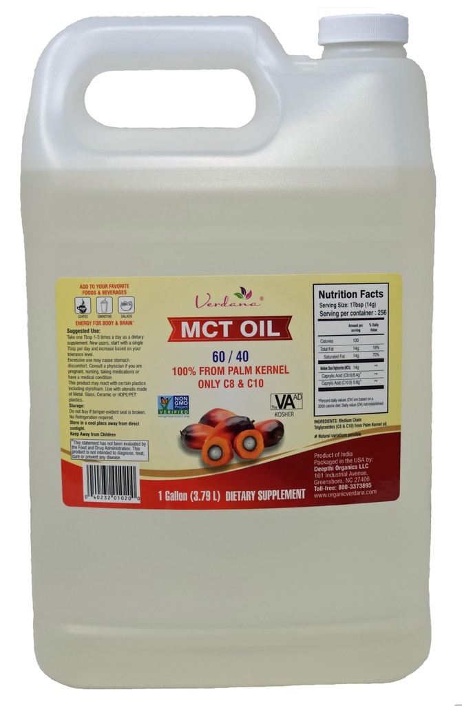 Verdana Food Grade MCT Ulei de 1 Gallon (128 Fl Oz) 